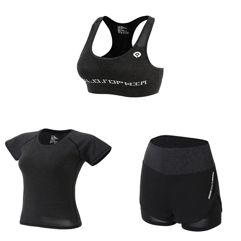 1 комплект, Женский комплект из 5 предметов для йоги, для бега, футболка, фитнес, бюстгальтер, спортивная одежда, для фитнеса, Kleding Vrouwen, одежда для спортзала, спортивный костюм для тренировок