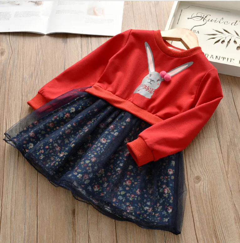 Toddler Kids Baby Girl Clothes Cartoon Bunny Floral Princess Dress Outfits for vestido menina | Детская одежда и обувь