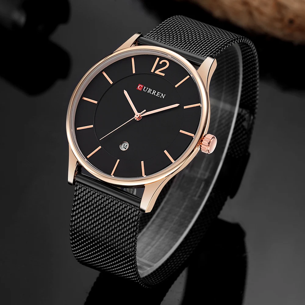 CURREN Топ часы для мужчин люксовый бренд сетка стальной ремешок тонкие мужские