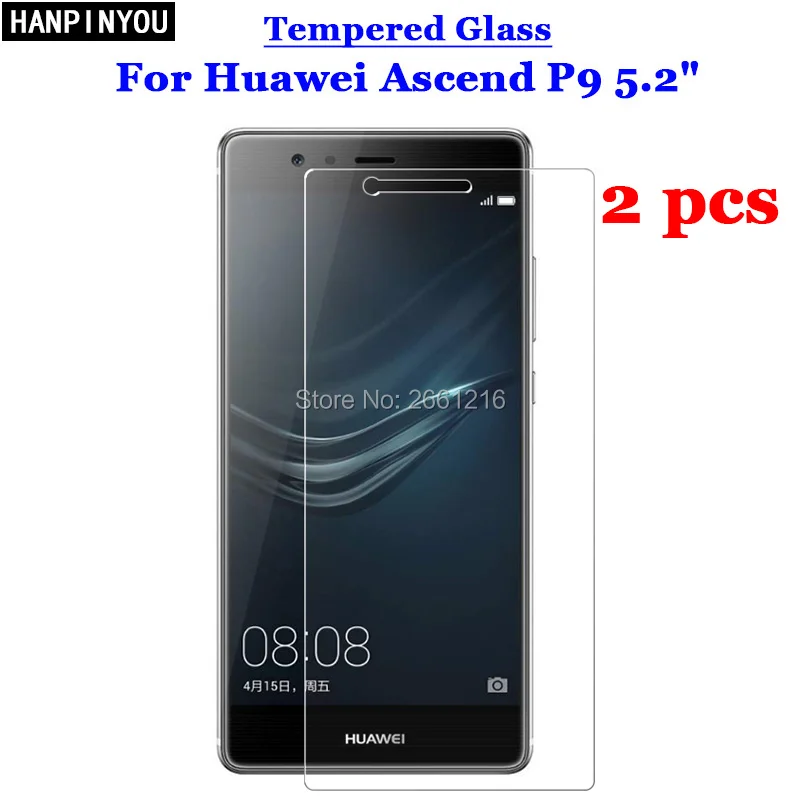 

2 шт./лот для Huawei Ascend P9 закаленное стекло 9H 2.5D Премиум Защитная пленка для экрана Huawei Ascend P9 5,2"