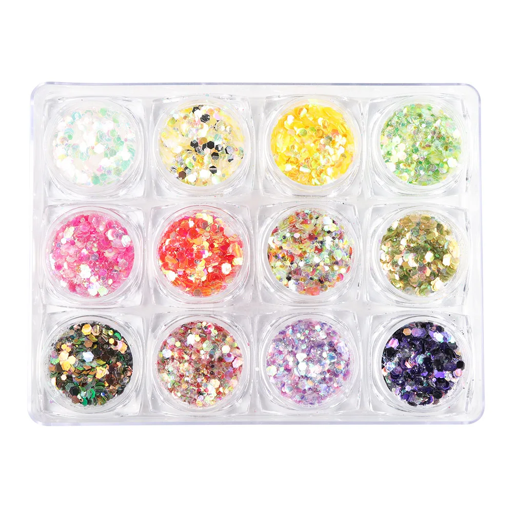 1 флакон разноцветные Блестки для ногтей в виде русалки шестиугольные 3d хлопья с