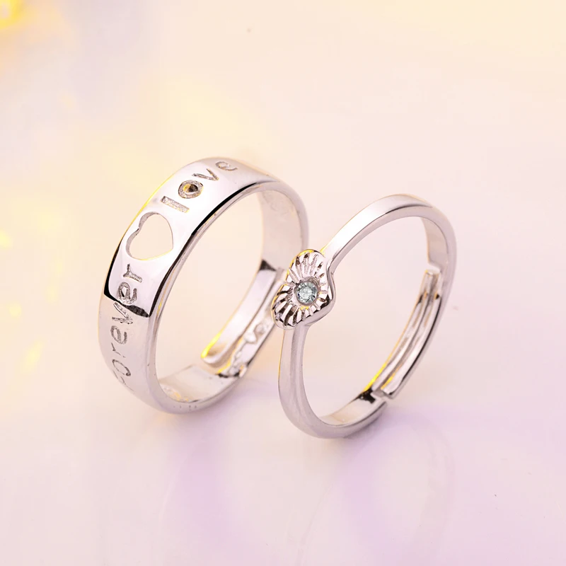 Fashion Couple Rings Resizable Zircon 925 Sterling Silver Forever Love Wedding Anniversary Engagement Best Gift Y-J016 | Украшения и