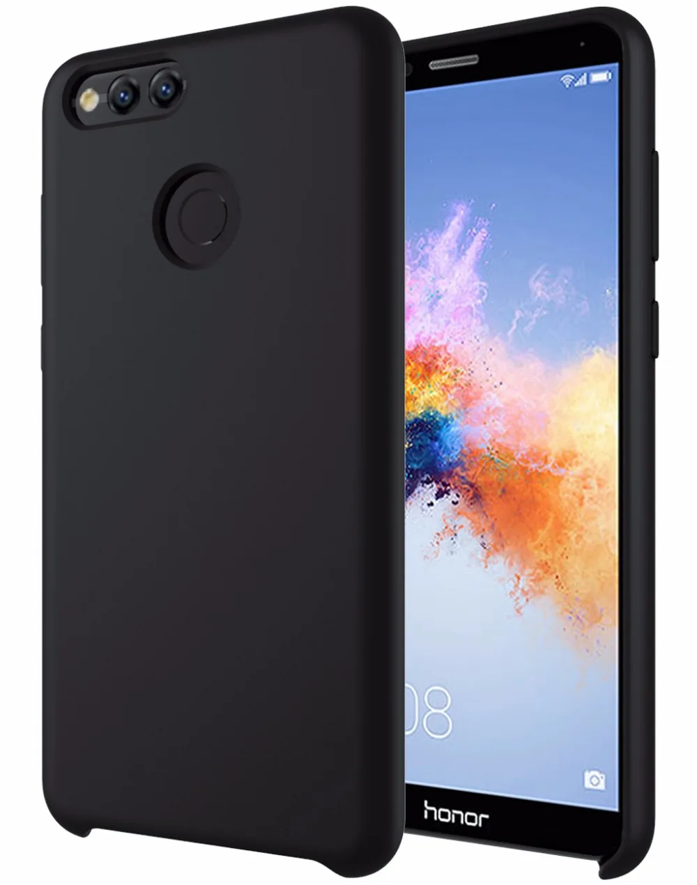 Nuomaofly Liquid Silicone Case Smooth Rubber Back Cover Microfiber Cloth Lining Phone Cases For Honor 7 X / Huawei 7X |