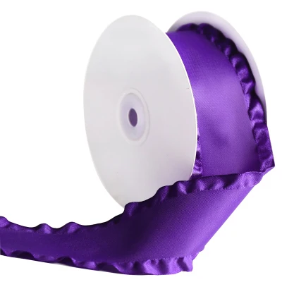 purple 3 ярда 5 см широкая двойная гофрированная лента юбка лента для волос аксессуары для волос свадебное украшение Подарочная упаковка DIY Материал лента - Цвет: purple