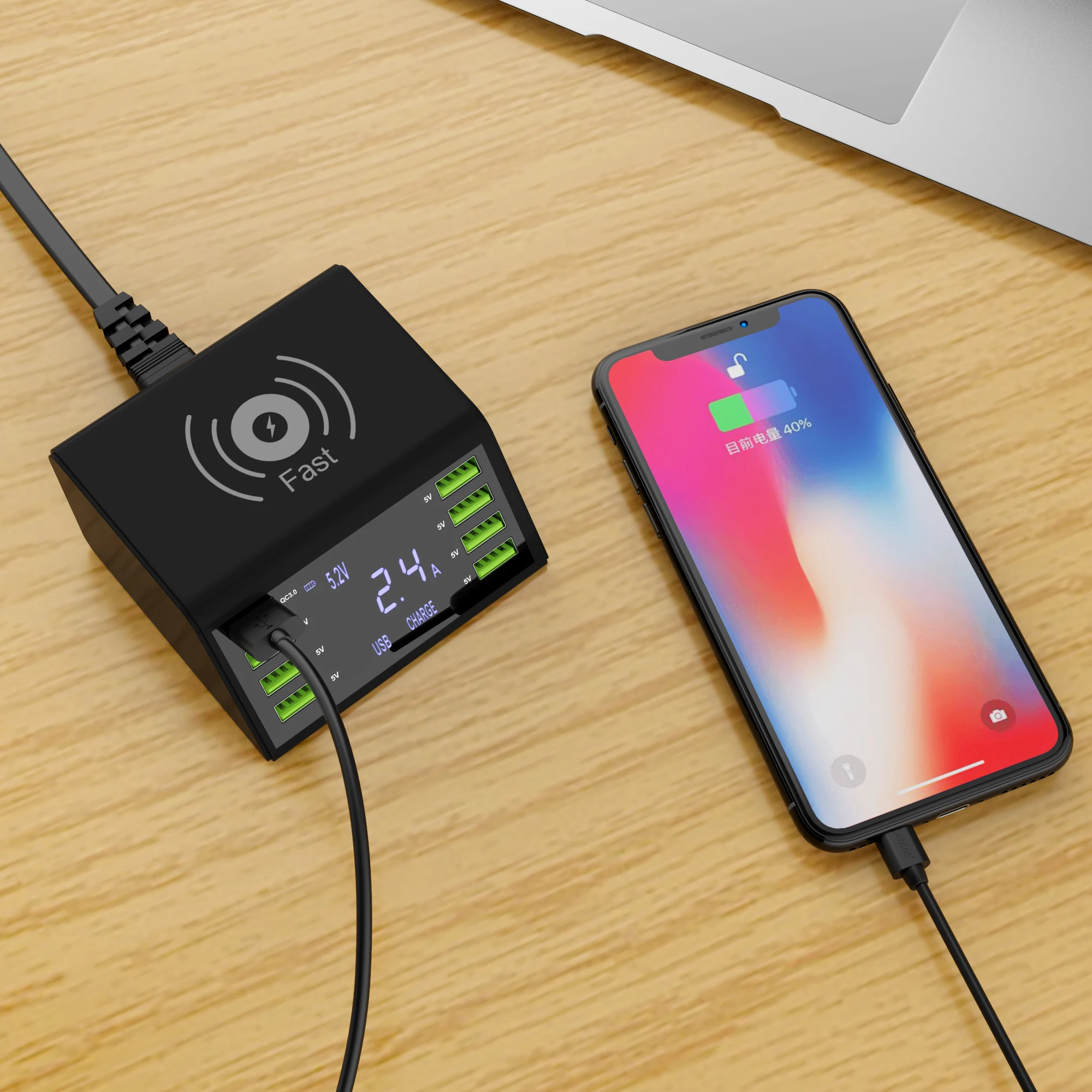 Беспроводное зарядное устройство QC 3 0 Быстрая зарядка Мульти USB порт умное