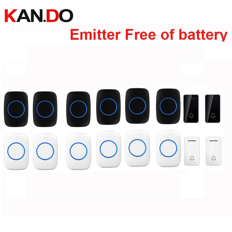 Wireless Door Bell Set 6 Receiver +2 Emitter Free of Battery Cordless Doorbell IP44 200 Meters Chime By 110-240V SOS Button Ring
