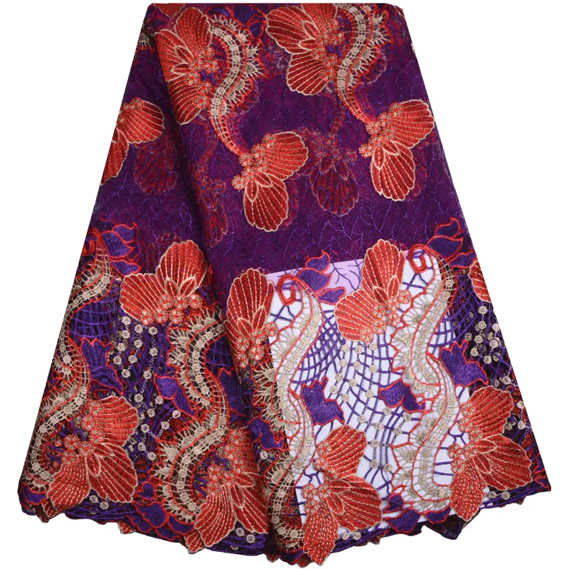 

Latest Multicolor African French Lace Net Fabric High Quality Nigeria Lace Fabrics For Wedding Cord Tulle Lace Fabric 856