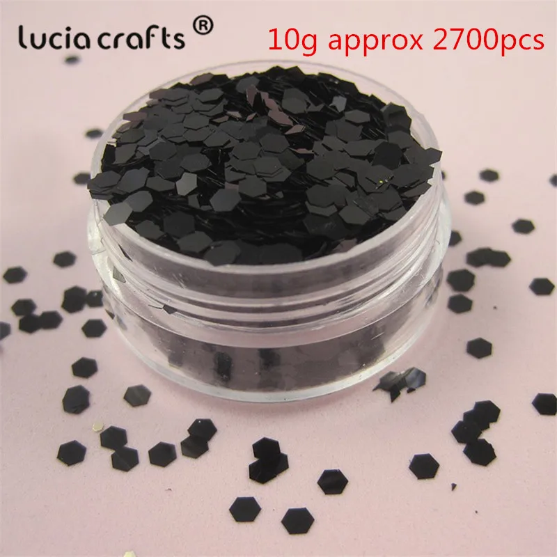 black 2mm 10g Lucia crafts Multi option 20 г серебро Hexgon хлопья Радужная чашка блесток для дома свадебные конфетти украшения D0101 - Цвет: black 2mm 10g