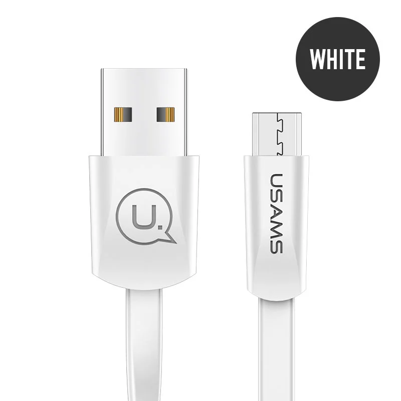 3 шт/много микро USB кабель, USAMS Синхронизация данных плоский мобильный телефон кабель для samsung s7 Xiaomi huawei Microusb 2A кабель для быстрой зарядки - Цвет: Белый