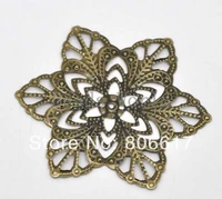 best quality 30 pcs bronze tone filigree flower wraps connector embellishments jewelry findings 57mmw03478 x 1