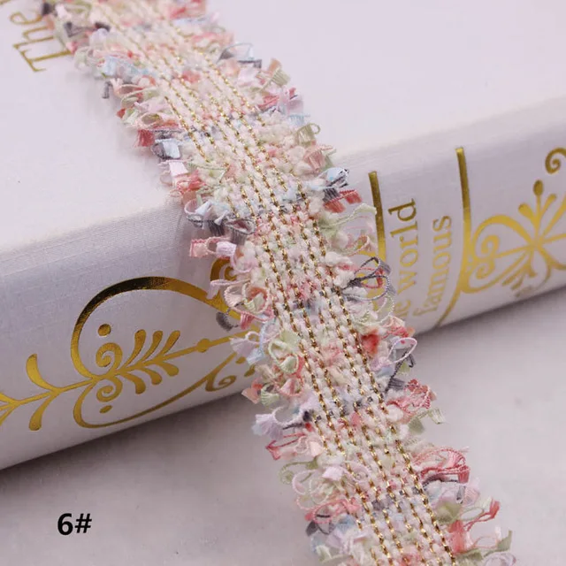 Light Pink 1 ярд винтажная нейлоновая вышитая лента с кисточками, кружевная отделка, ручная работа, сделай сам, костюм, платье, швейные принадлежности, ремесло для заколки для волос - Цвет: Light Pink