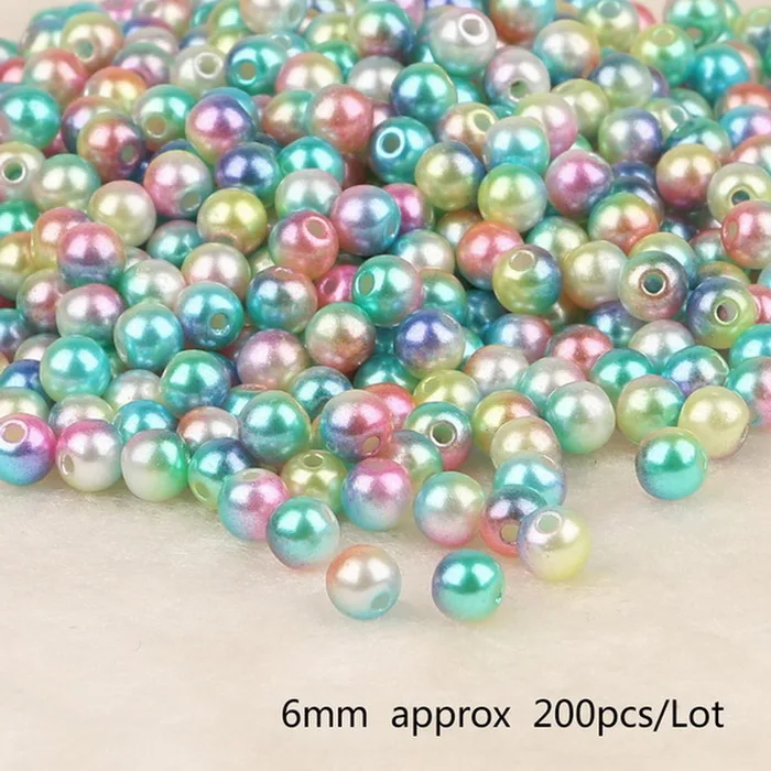 Diameter 6mm 200pcs 50-500 шт./пакет ABS Перл Круглый Диаметр 4/6/8/10 мм отверстие 1 мм пять Цвет DIY производства ювелирных изделий - Цвет: Diameter 6mm 200pcs