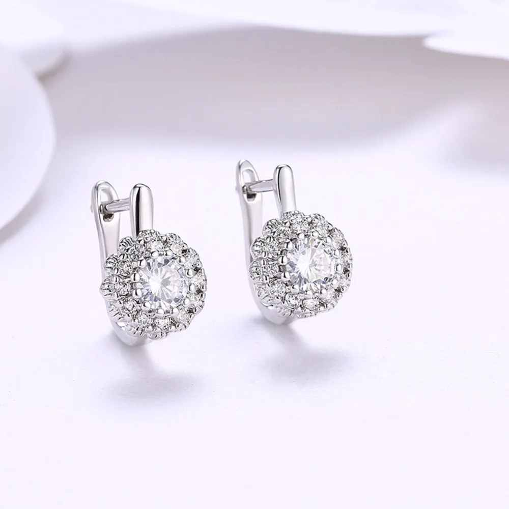 

Ladies Luxury Earrings Classic Romantic Jewelry Rose Gold AAA Zircon Stud Earrings For Women Noble Wedding Earrings Jewelry