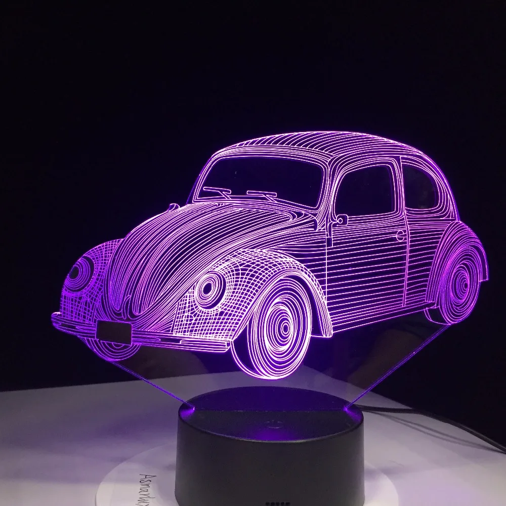 7 цветов визуальный автомобиль 1970 моделирующая лампа 3D светодиодный ночник