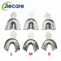 6 pcsset dental impression stainless steel autoclavable denture instrument teeth tray with 3 upper and 3 lower dental lab tools