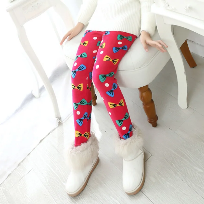 Amuybeen/популярные леггинсы для девочек; коллекция года; Pantalon fille; одежда для детей; бархатные зимние теплые Плотные хлопковые штаны с принтом для малышей - Цвет: 4