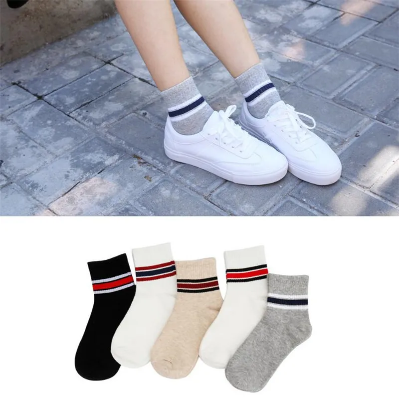 

Носки женские хлопковые однотонные, Специальные удобные вязаные повседневные, черные белые носки в полоску, 5 пар