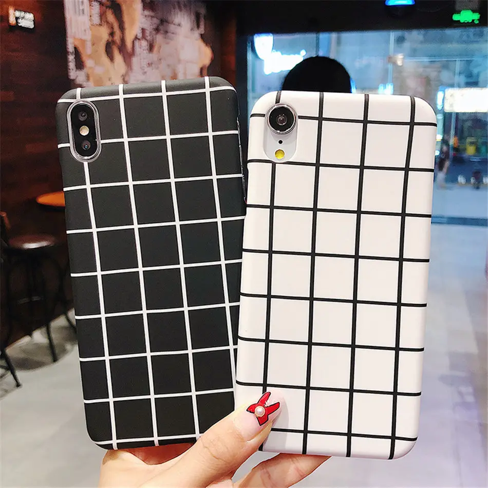 Ottwn сетка в полоску чехол для телефона для iPhone 11 Pro 7 8 Plus XR XS Max простая задняя крышка для iPhone 6 6S Plus твердая модная задняя крышка