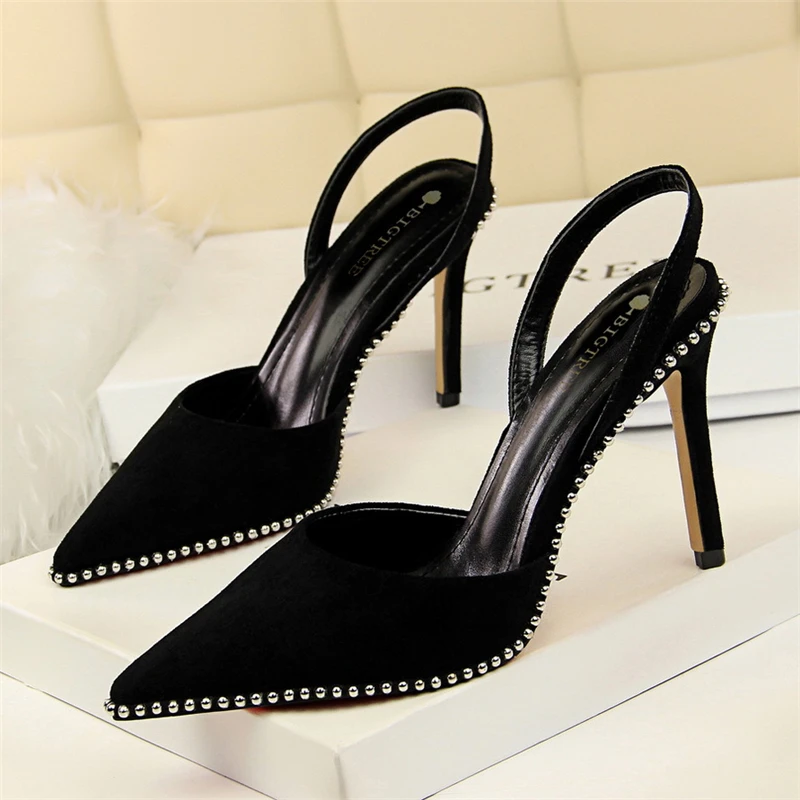 Women Pumps New Sandals Sexy High Heels Suede Shoes Heel Wedding Crystal Kitten Stiletto 9 CM | Обувь