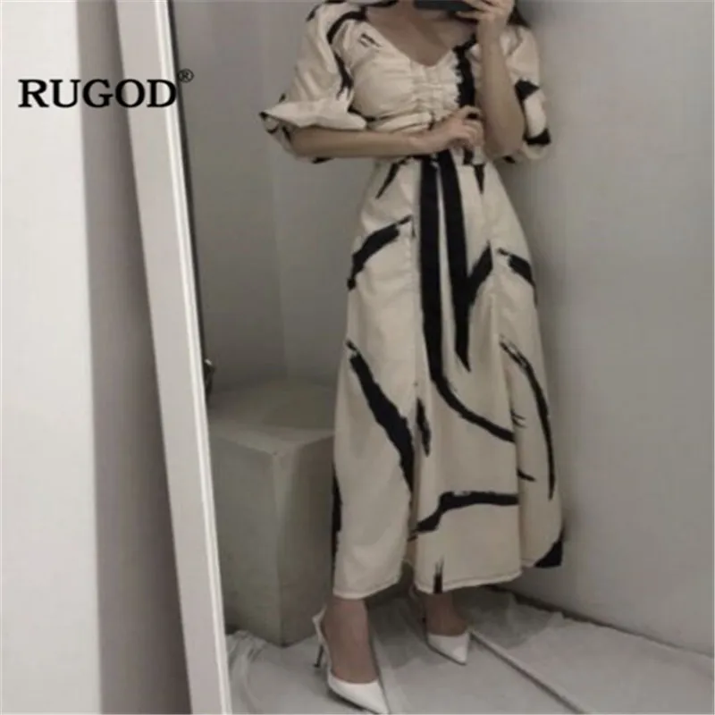 RUGOD, весеннее платье из двух частей, костюмы для женщин, v-образный вырез, рукав-фонарик, короткие блузки и эластичная высокая талия, длинный офисный женский костюм