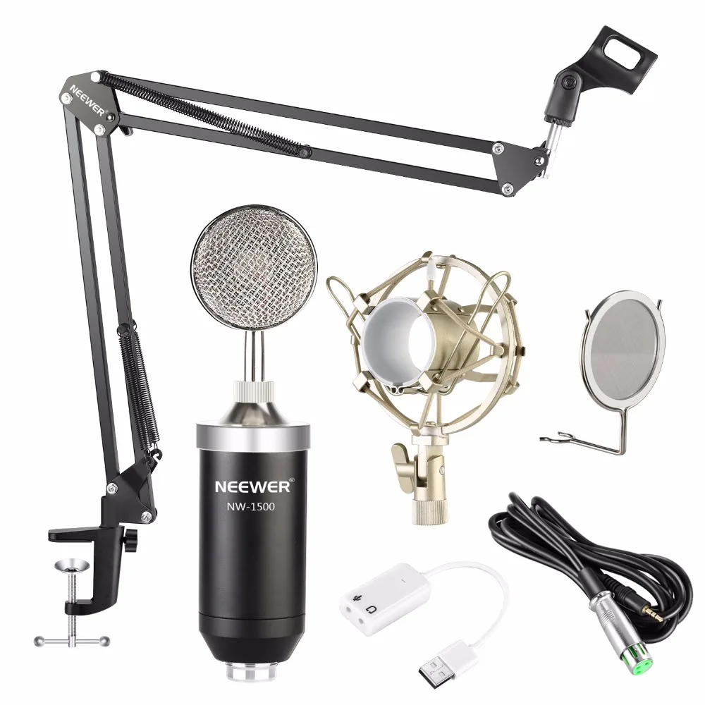 Neewer NW-1500 профессиональный Студийный конденсаторный микрофон комплект с USB