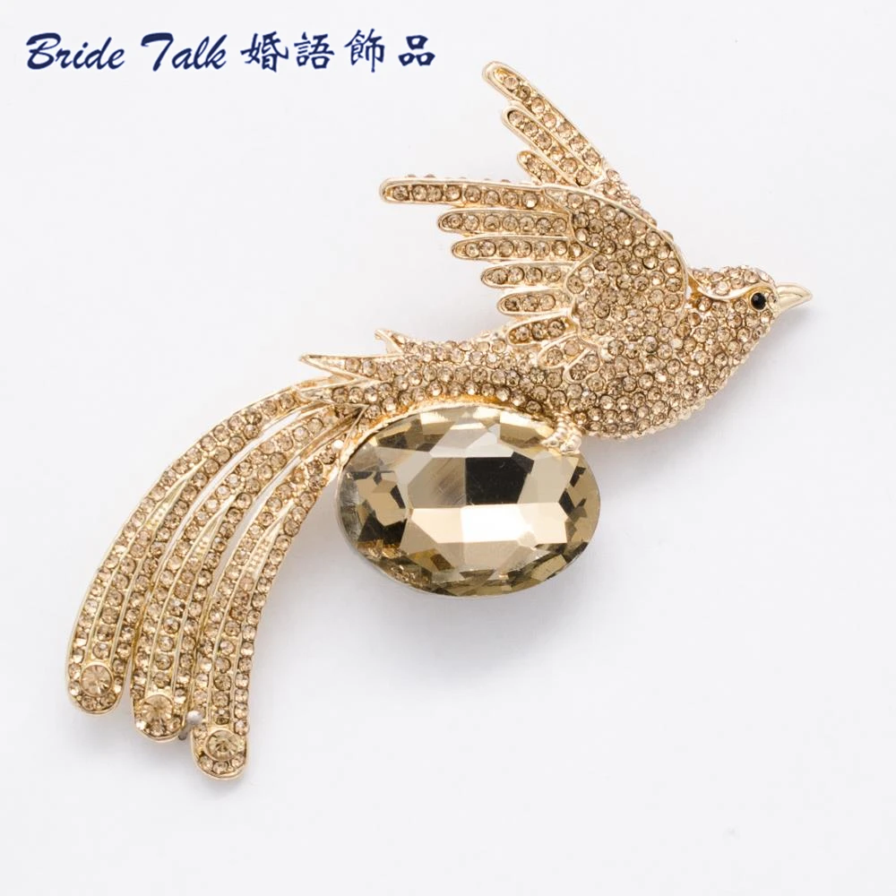 Стразы броши кристаллы брошь в виде животного для невесты Женская Брошь 6506|peacock