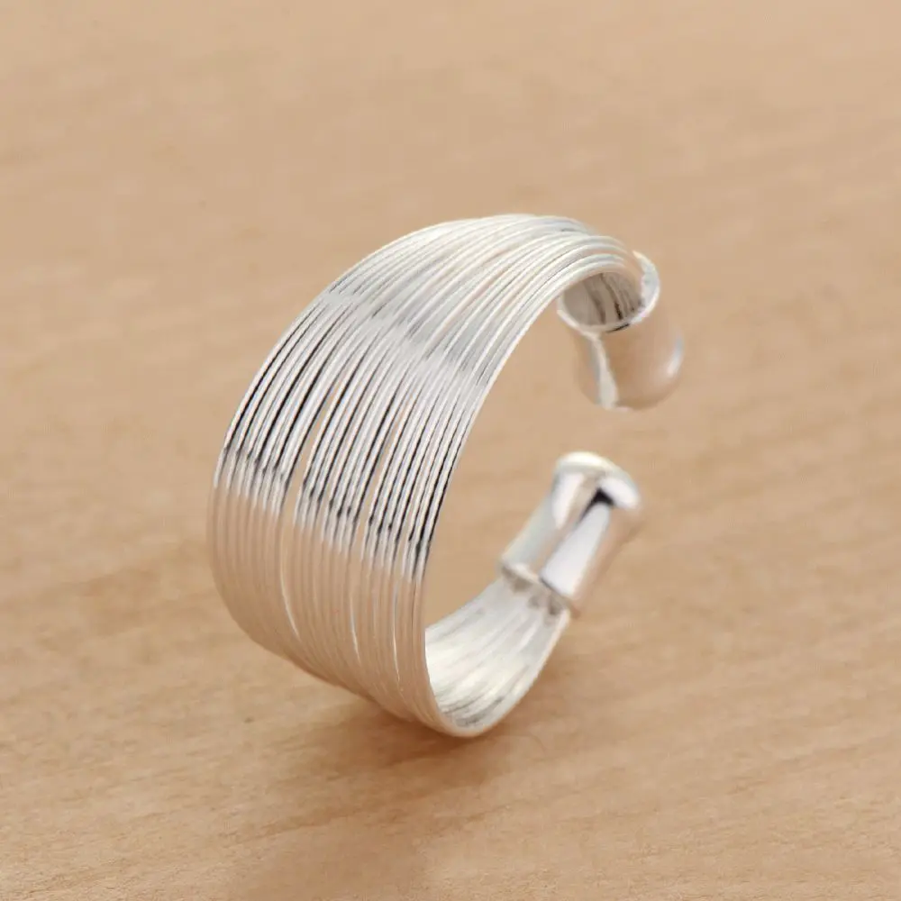 Женское кольцо с посеребренным покрытием регулируемое из серебра 925 пробы RXCMWVGC