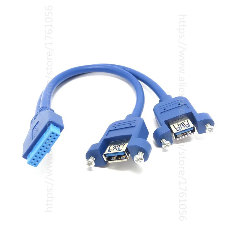 Двухпортовый USB 3,0 Женский Винт крепление панель тип к материнской плате 20Pin кабель 20 см/50 см