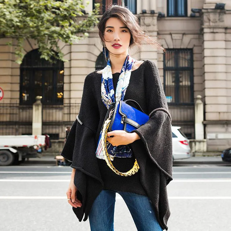 Женский шерстяной свитер свободного размера высококачественный модный с