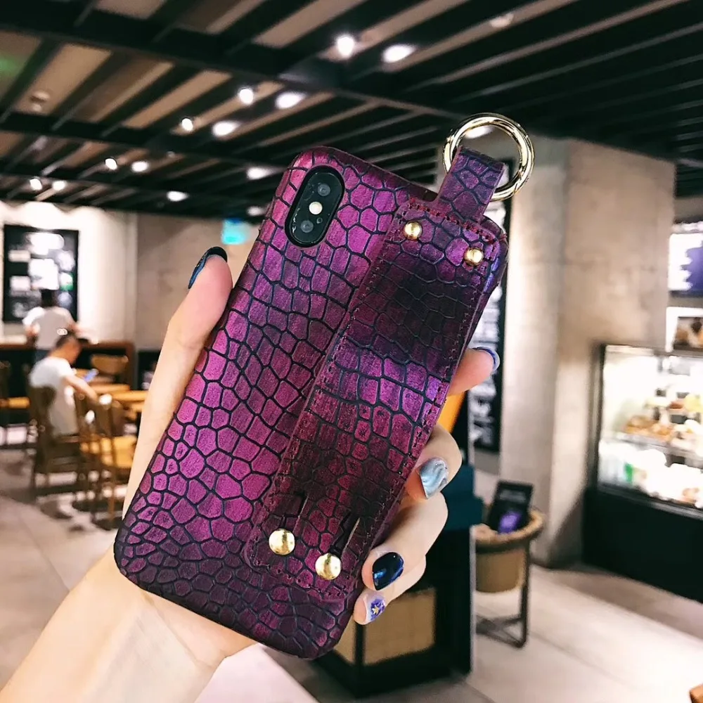 Для iPhone 11 Pro Max чехол с ремешком на запястье ремень с блестками зеленая крокодиловая кожа для iPhone XS MAX XR X 11 Pro 6S 7 8 Plus чехол