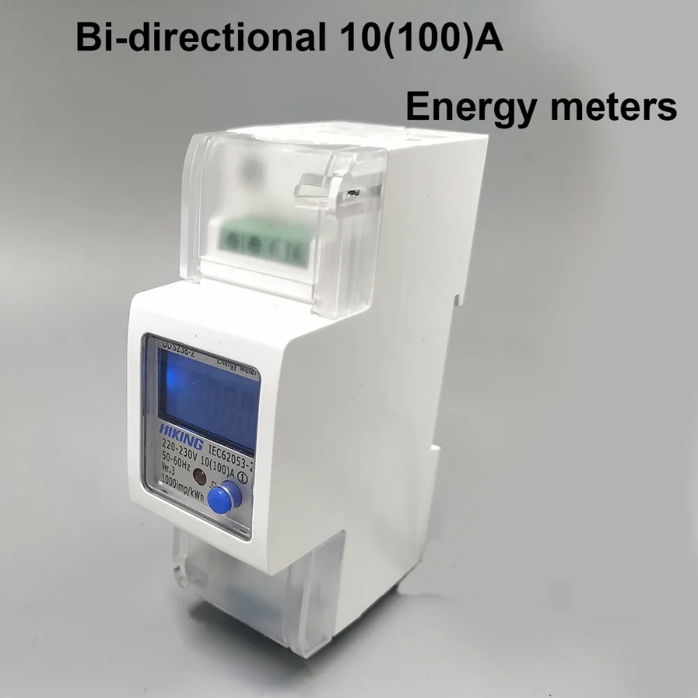 10(100) A 220V 230V 50HZ 60HZ 100A двунаправленный однофазный активный счетчик энергии импорт экспорт кВт-ч din-рейка Ватт час счетчик энергии