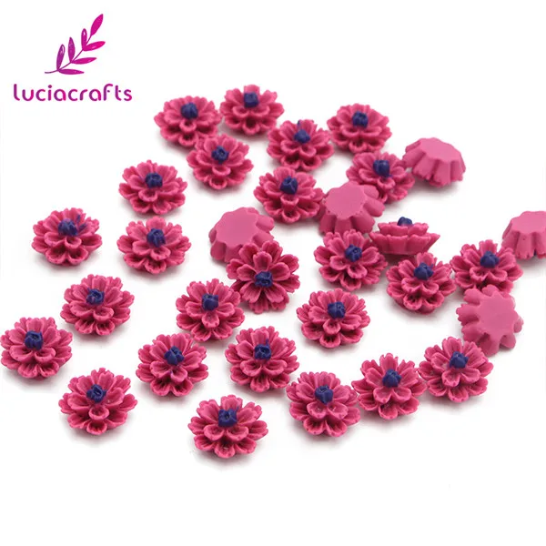 rose red Lucia crafts 50 шт./лот 12 мм мульти вариант из смолы) с плоским дном цветок DIY ремесла домашнего Шпилька повязка на голову ручной работы аксессуары F0611 - Цвет: rose red