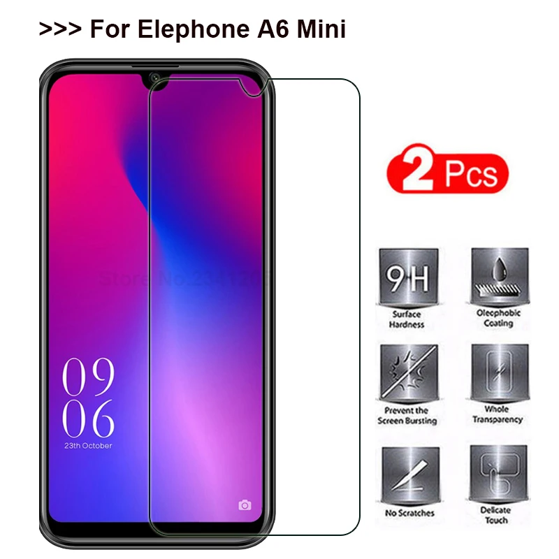 2 шт. Elephone A6 Мини-закаленное стекло 9H Высокое качество Защитная пленка для экрана Защитное стекло для Elephone A6 Mini 5,71 дюймов