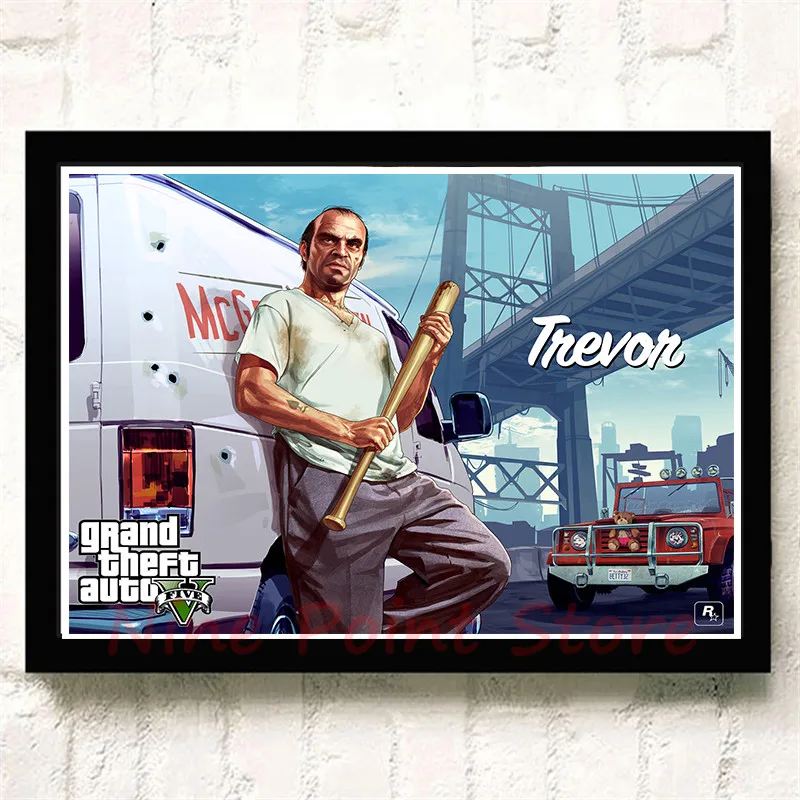 GTA Grand Theft Auto San Andreas бумага с покрытием Плакат Бар Кафе гостиная столовая стены бескаркасные - Цвет: Кофе