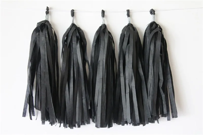 black paper 1 комплект, подходит для свадьбы свадебные День рождения Декор, бежевого и розового цвета; Цвет: розовый, золотистый; тканей Бумага DIY Кисточка Комплект гирлянды Бумага рукоделия - Цвет: black paper