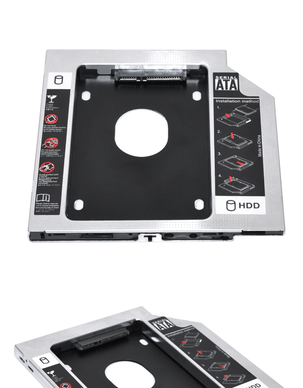 Sunvalley алюминиевый сплав 9,5 мм SATA To SATA 3,0 2nd hdd caddy 2," HDD SSD чехол для ноутбука DVD/CD-ROM Оптический отсек 10 шт./лот