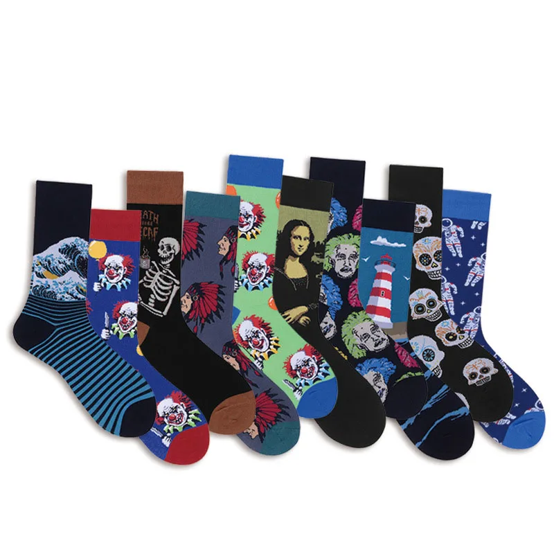 

Men New Funny Alien Fashion Socks Grimace Painting Harajuku Europe Cotton Hiphop Creative Large Size Scary Retro Casual Hot Sock