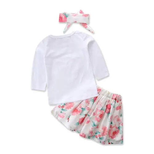 pudcoco Newest Arrivals Hot Infant Newborn Toddler Adorable Girl Heart Tops T-shirt Floral Dress Headband Clothes Outfit Set | Детская
