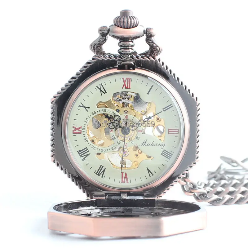 Hot Selling Father's Day Gift Bronze Hollowed Roman Dial Mechanical Pocket Watch Vintage Hand Wind Wholesale | Наручные часы