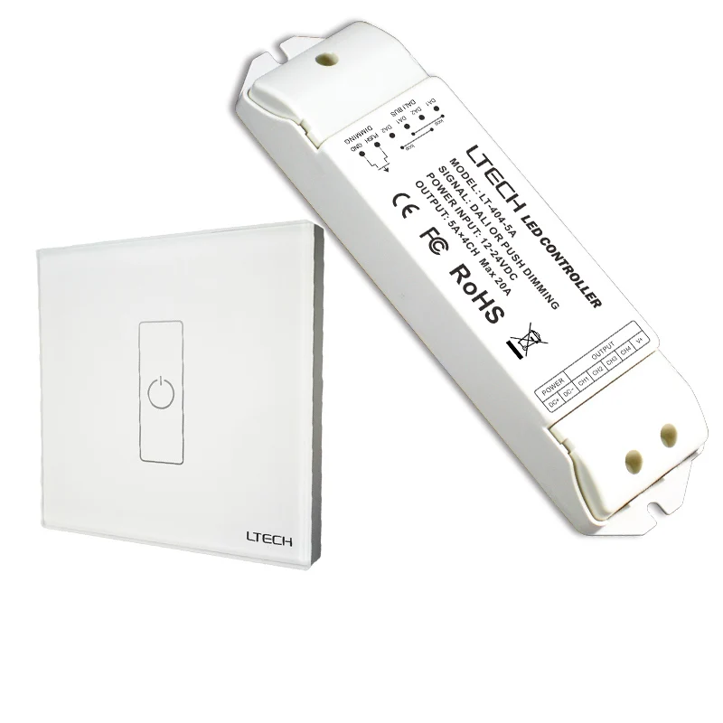 LT 404 5A with EDA1 LT-404-5A DALI светодиодный диммирующий драйвер, DC12-24V вход; 5A* 4CH Max 20A выход; DALI/кнопочный входной сигнал 0-240 Вт.480 Вт - Цвет: LT 404 5A with EDA1
