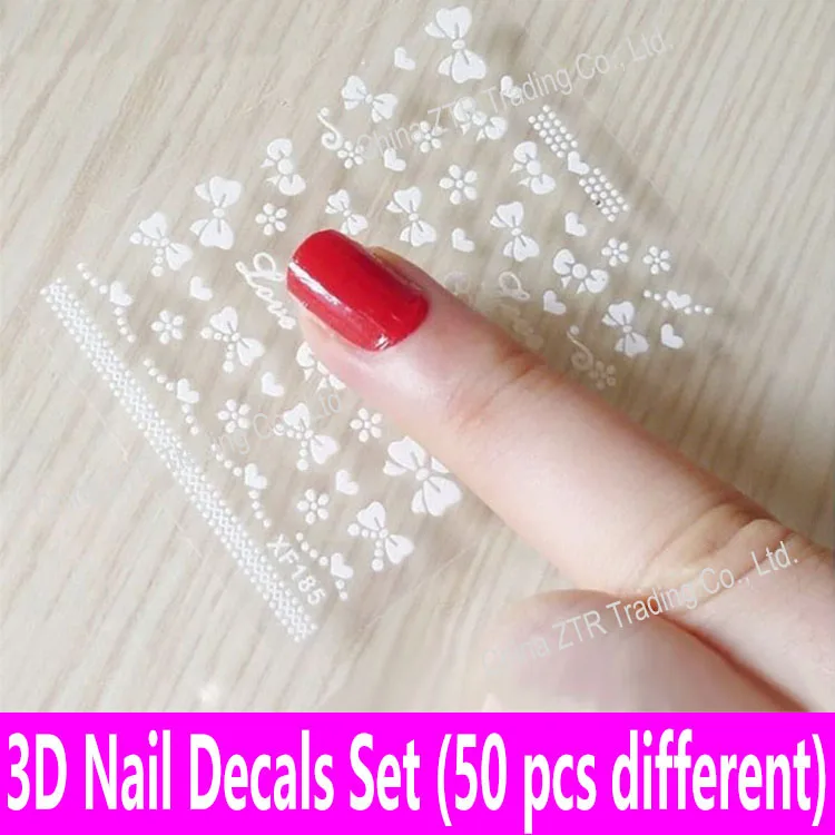 50 шт. наклейки для ногтей переводки дизайна Переводные 3d с наклейками прозрачная