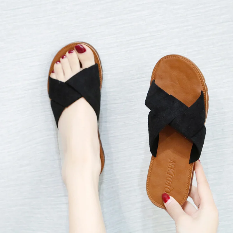 2019 г. Новые модные летние женские шлепанцы обувь на плоской подошве удобные