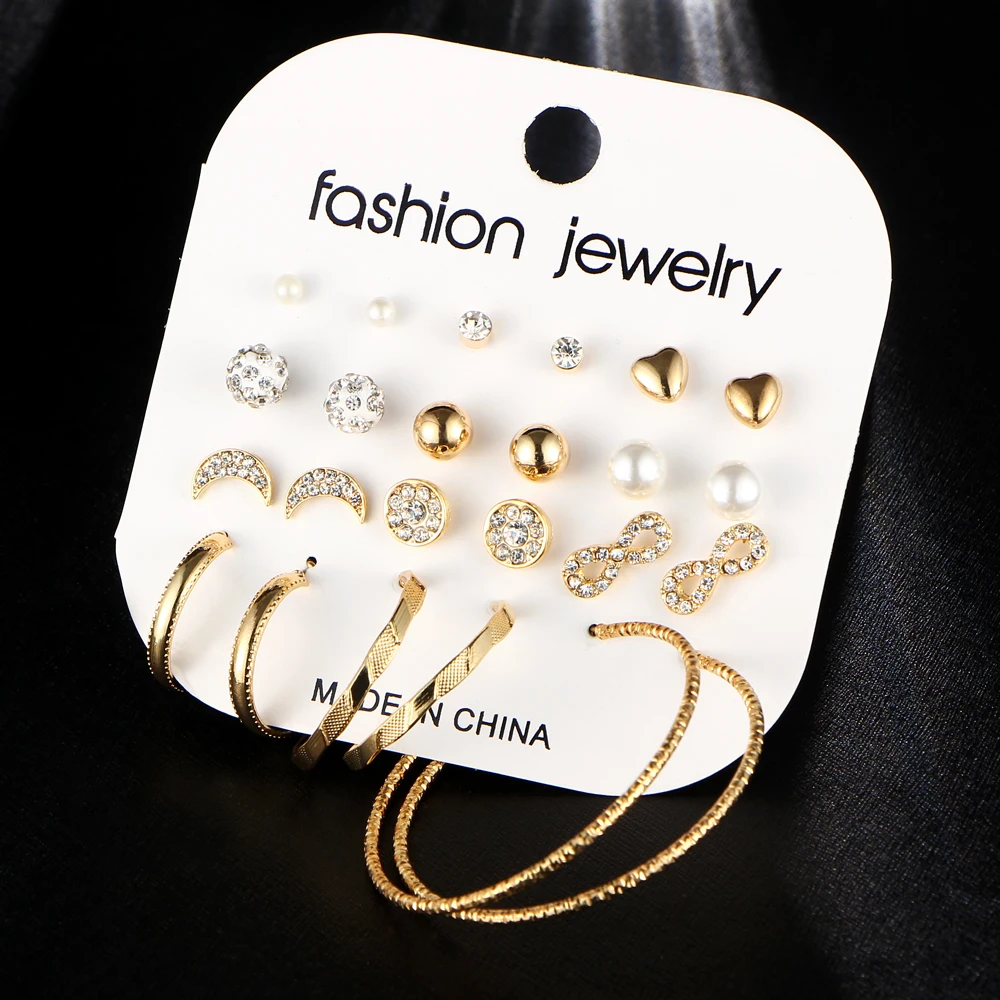 17 км Модный кристалл бесконечный Комплект сережек для женщин Bijoux Искусственный Жемчужный шар большой круг свадебные серьги массивные ювелирные изделия
