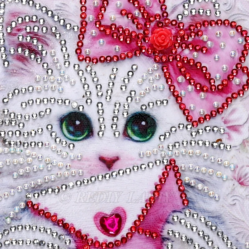 Special Shaped Diamond Painting Cat Cup Embroidery Cartoon Shining Round Mosaic Picture Of Rhinestones 25x25cm | Дом и сад