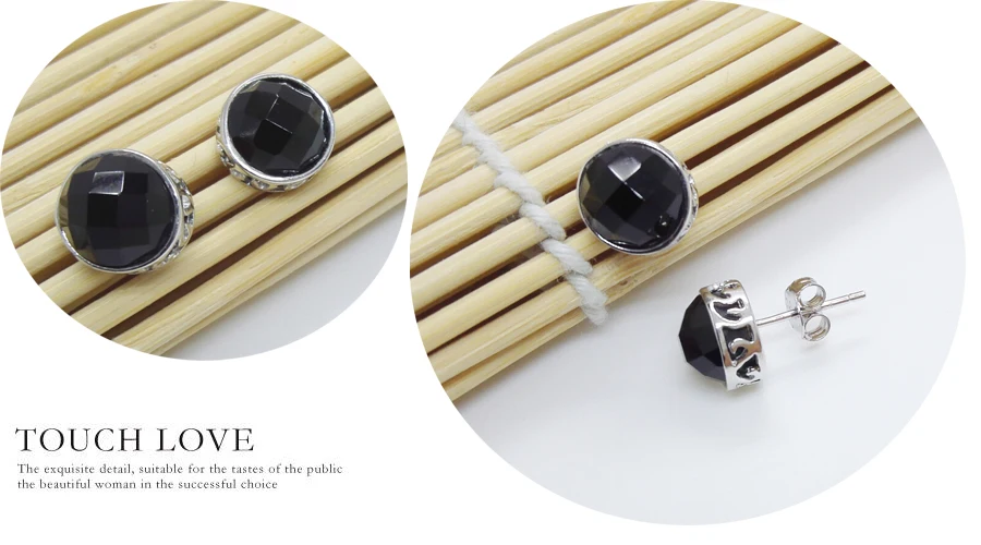 Серьги-гвоздики из настоящего серебра 925 пробы с агатовым камнем для женщин и
