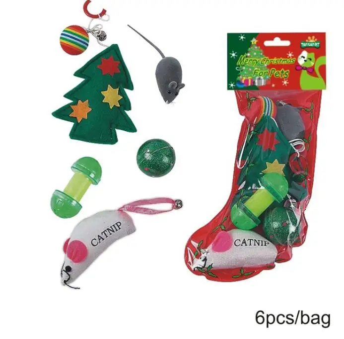 6 pcs PAWZRoad 6/шт. игрушечная мышь для питомца собаки кошки Рождественский подарок интерактивные игрушки в виде мышей мяч Забавный Милый игрушечный Кот котенок товары для щенков питомцев - Цвет: 6 pcs