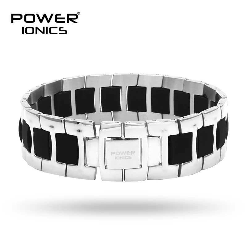 Power Ionics модный спортивный для мужчин и женщин здоровый анионовый браслет из титана, стали, ионы, терапия, широкие браслеты, браслет, подарок для влюбленных - Окраска металла: Black