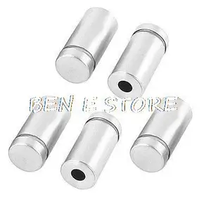 Silver Tone Stainless Steel Screw Type Glass Standoff Pin Bracket 5 Pcs