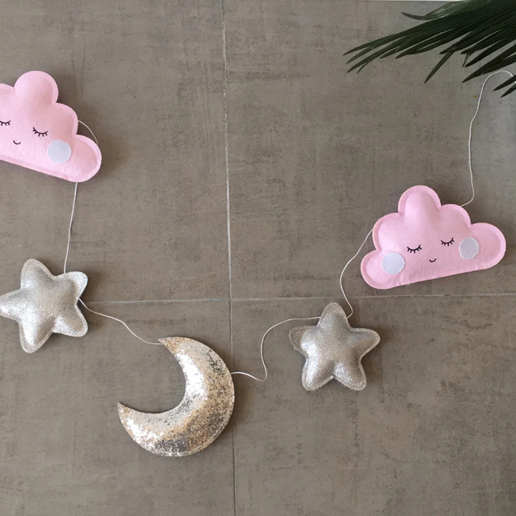 Nordic Felt String Cloud Garland Party Banner Kids Room Hanging Wall Decor Tent Bed Baby Shower Bunting Ornament | Дом и сад