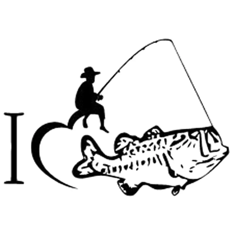 15 8 см * 10 9 Виниловая наклейка I Love Fishing Bass забавная белая виниловая на автомобиль
